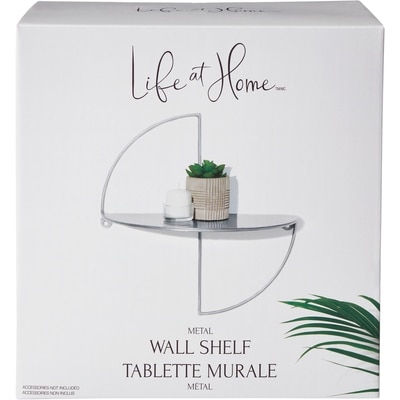 Life at Home <li>Tablette murale en métal, 11,8 po x 6,1 po x 12,6 po (30 cm x 15,5 cm x 11,8 cm), couleur argent 1 ea, 35,00 $/1ch