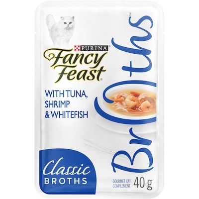 Purina Fancy Feast Classic Broths with Tuna, Shrimp & Whitefish, Cat Food Complement 40 g, $3.73/100g