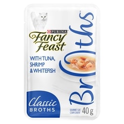 Purina Fancy Feast Classic Broths Cat Treats with Tuna, Shrimp & Whitefish 40 g, $3.73/100g