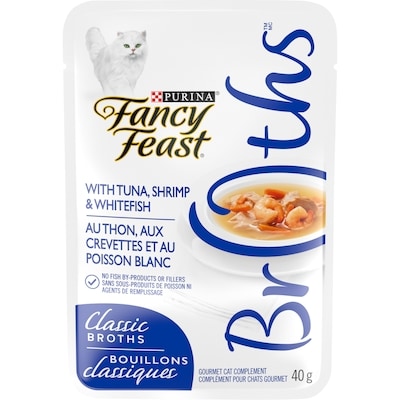 Purina Fancy Feast Bouillons Classiques au Thon, aux Crevettes et au Poisson, Complément pour Chats 40 g 40 g, 2,50 $/100g