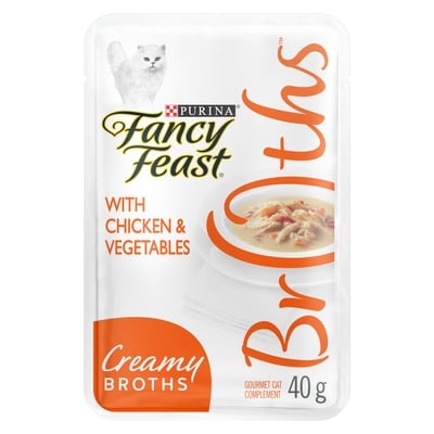 Purina Fancy Feast Creamy Broths with Chicken & Vegetables, Cat Food Complement 40 g, $3.48/100g