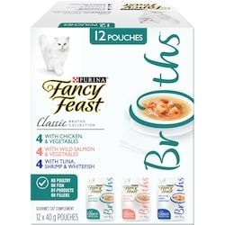Purina Fancy Feast Classic Broths Collection Variety Pack, Cat Food Complement 480 g, $3.54/100g