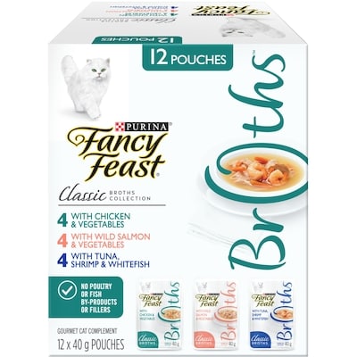 Purina Fancy Feast Classic Broths Collection Variety Pack, Cat Food Complement 480 g, $3.33/100g
