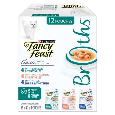 Purina Fancy Feast Classic Broths Collection Variety Pack, Cat Food Complement 480 g, $3.54/100g