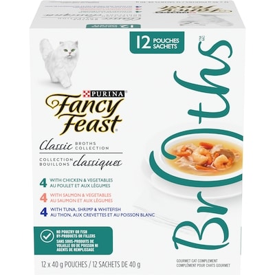 Purina Fancy Feast Collection Bouillons Classiques, Complément pour Chats 12 x 85 g 480 g, 3,54 $/100g