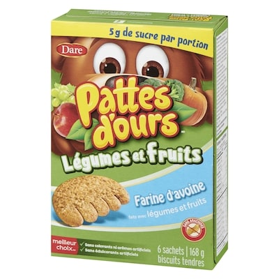 Biscuits Pattes d’ours Légumes et fruits Farine d’avoine