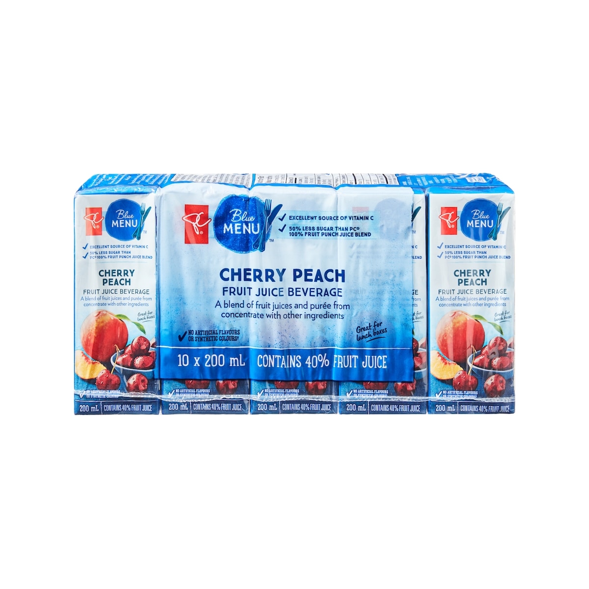 PC Blue Menu Cherry Peach Fruit Juice Beverage Boxes 10x200.0 ml, $2.75/100ml
