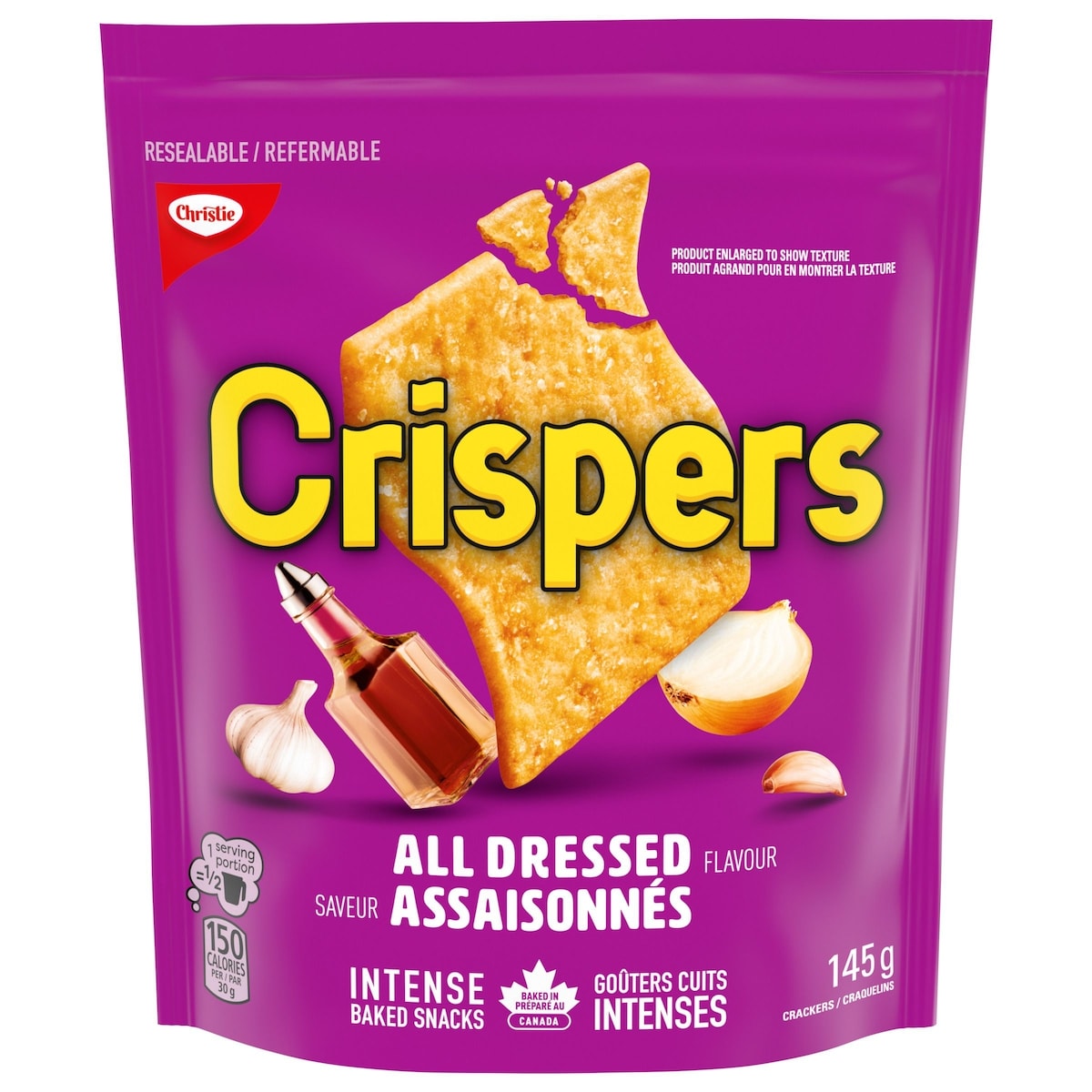 Christie Crispers, All Dressed Crackers, Baked Snacks 145 g, $1.90/100g