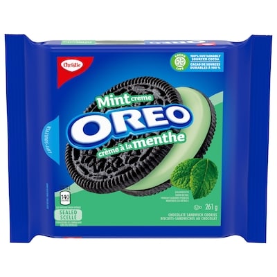 Christie Biscuits-sandwiches OREO Crème à la menthe, 1 emballage refermable 261 g, 1,53 $/100g
