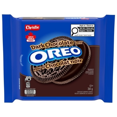 Christie Biscuits-sandwiches au chocolat OREO Crème à la saveur de chocolat noir 261 g, 1,72 $/100g