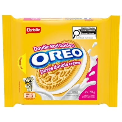 Christie OREO Double Stuf Golden Sandwich Cookies 261 g, $1.64/100g