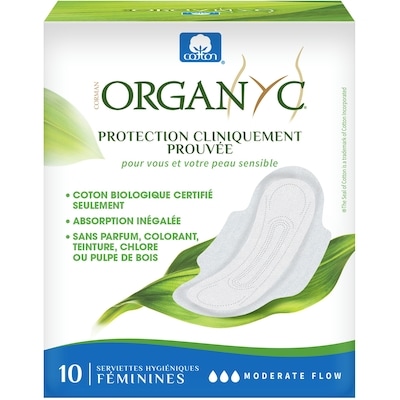 Organyc Serviettes Hygiéniques Féminines, Flux Normal 1 ea, 7,99 $/1ch