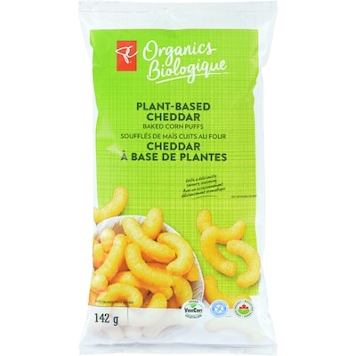 PC Organics Organic Plant Based Cheddar Baked Corn Puffs 142 g, $2.82/100g