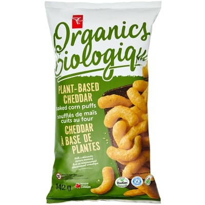 PC Organics Organic Plant Based Cheddar Baked Corn Puffs 142 g, $2.82/100g