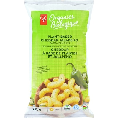 PC Organics Plant Based Cheddar Jalapeno Baked Corn Puffs 142 g, $2.82/100g