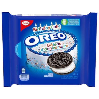 Christie OREO Birthday Cake Chocolate Sandwich Cookies 261 g, $1.53/100g