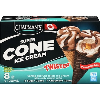 Chapmans Super Cone Twister Salty Caramel Centre 8x120.0 ml, $0.63/100ml
