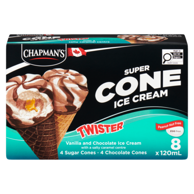 Chapmans Super Cone Twister Salty Caramel Centre 8x120.0 ml, $0.83/100ml