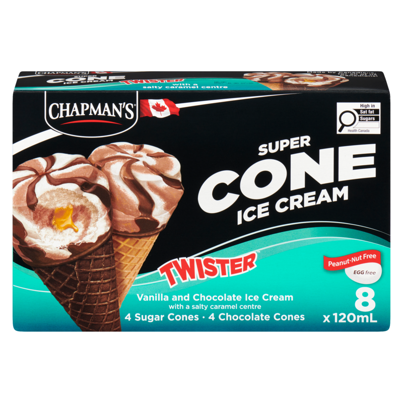 Chapmans Super Cone Twister Salty Caramel Centre - 8x120.0 ml