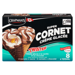 Chapman’s Super Cornet Twister centre caramel salé 8x120.0 ml, 0,63 $/100ml