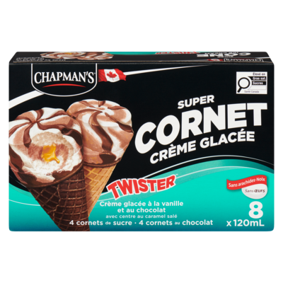 Chapman’s Super Cornet Twister centre caramel salé 8x120.0 ml, 0,68 $/100ml