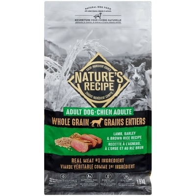 Nature's Recipe Adult Whole Grain Lamb and Rice Recipe Dog Food 1.8 kg, $0.72/100g