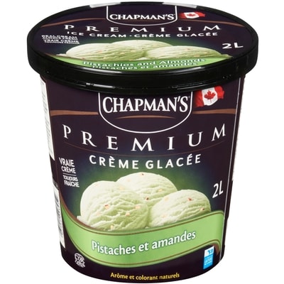 Chapman’s Premium crème glacé pistaches et amandes 2 l, 0,42 $/100ml