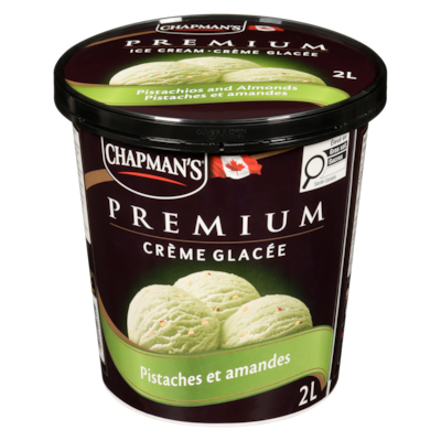 Chapman’s Premium crème glacé pistaches et amandes 2 l, 0,35 $/100ml