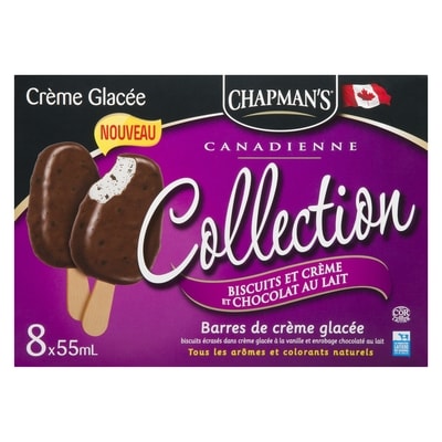 Collection canadienne barre de crème glacée aux biscuits et crème et chocolat au lait
