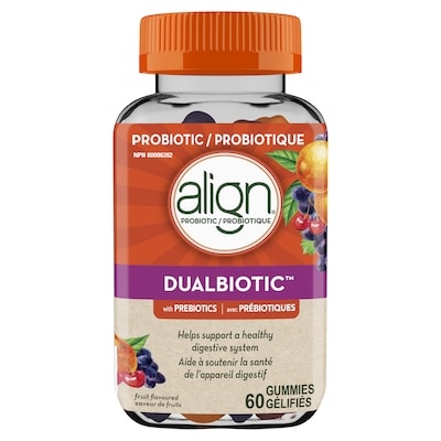 Align Daily Probiotic Gummy | Dualbiotic Probiotics + Prebiotics | 60 Count | Fruit Flavoured 60 ea, $0.72/1ea