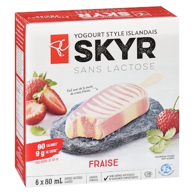 Barre de yogourt glacé style Islandais Skyr sans lactose à la fraise