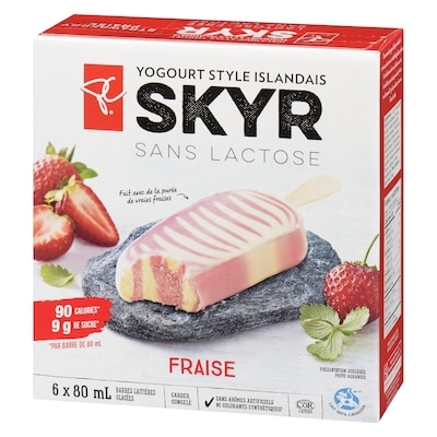 Barre de yogourt glacé style Islandais Skyr sans lactose à la fraise