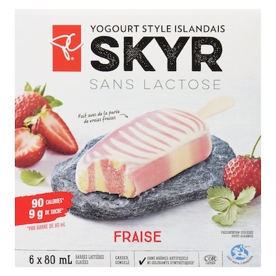 Barre de yogourt glacé style Islandais Skyr sans lactose à la fraise
