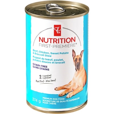 le Choix du Président Nutrition première, ragoût de bœuf, poulet, patates douces et brocoli, nourriture de qualité supérieure pour chiens 374 g, 0,80 $/100g