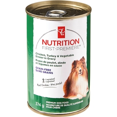 President's Choice Nutrition First Chicken, Turkey, and Vegetable Dinner in Gravy Premium Dog Food 374 g, $0.80/100g