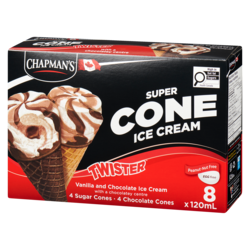 Chapmans Super Cone Twister Chocolate Centre - 8x120.0 ml