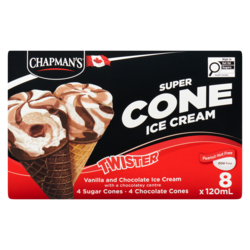 Chapmans Super Cone Twister Chocolate Centre - 8x120.0 ml | Real