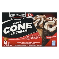 Chapmans Super Cone Twister Chocolate Centre - 8x120.0 ml | Real