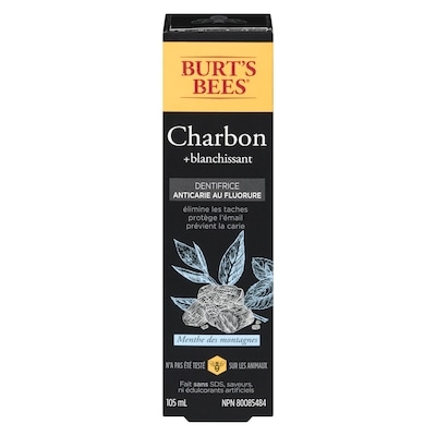 Burt’s Bees Dentifrice au fluorure au charbon, saveur Menthe poivrée 105 ml, 7,32 $/100ml