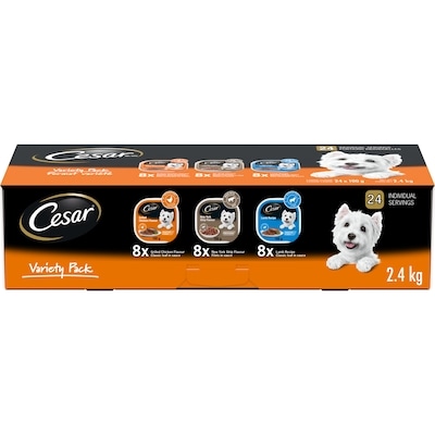 Cesar Classic Loaf In Sauce Adult Wet Dog Food Variety Pack with Chicken, New York Strip & Lamb 2.4 kg, $1.58/100g