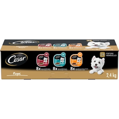 Cesar Nourriture humide pour chiens adultes pain classique en sauce Repas – format variété 2.4 kg, 1,42 $/100g