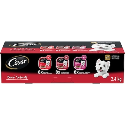 Cesar Classic Loaf In Sauce Adult Wet Dog Food Beef Selects Variety Pack 2.4 kg, $1.79/100g