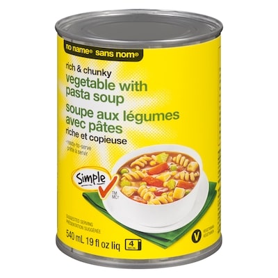 Sans Nom Soupe aux légumes avec pâtes riche et copieuse 540 ml, 0,56 $/100ml