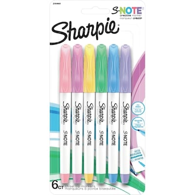 Sharpie S.Note Chisel Tip Markers, 6-count 1 ea, $6.50/1ea