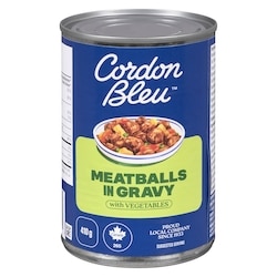Cordon Bleu Meatballs In Gravy With Vegetables 410 g, $0.49/100ml