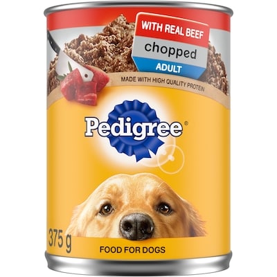 Pedigree Chopped Adult Wet Dog Food With Real Beef 375 g, $0.66/100g