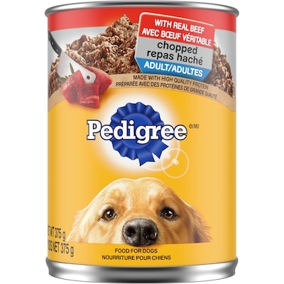 Pedigree Nourriture humide pour chiens adultes repas haché avec bœuf véritable 375 g, 0,53 $/100g