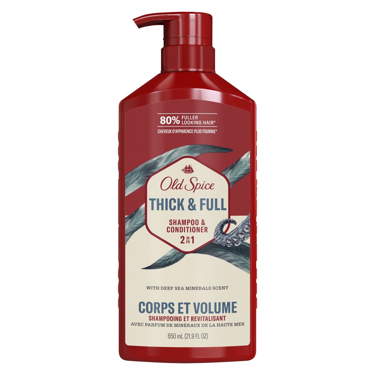 Old Spice Shampooing et revitalisant 2 en 1 corps et volume pour hommes 650 ml, 1,38 $/100ml