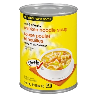Sans Nom Soupe poulet et nouilles riche et copieuse 540 ml, 0,56 $/100ml