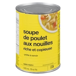 Sans Nom Soupe poulet et nouilles riche et copieuse 540 ml, 0,61 $/100ml